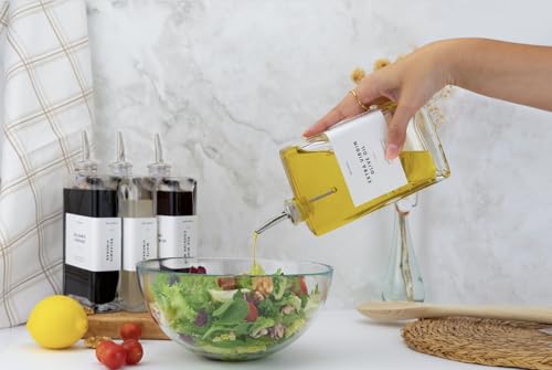 Olive Oil Dispenser Bottle for Kitchen (Silver / 500ml, Set of 4)