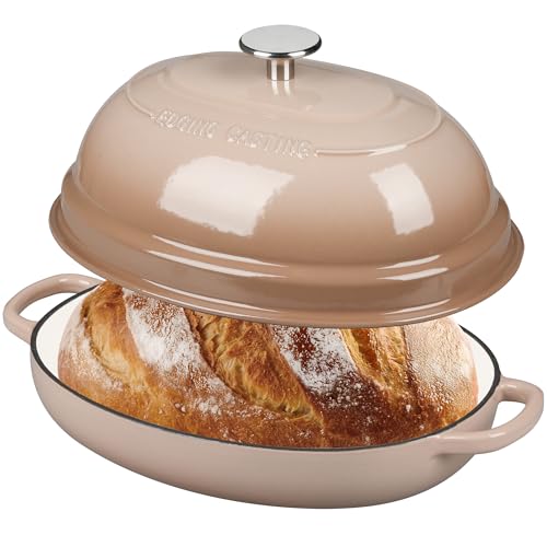 Enameled Oval Cast Iron Dutch Oven Pot with Lid (Mocha)
