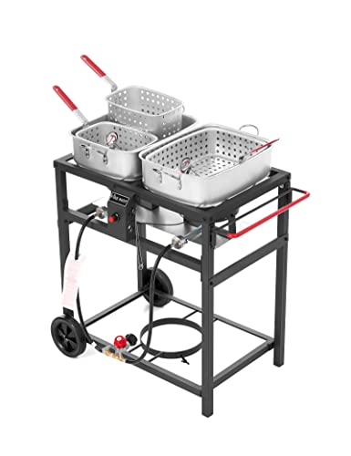 36QT Outdoor Propane Deep Fryer with Rolling Cart