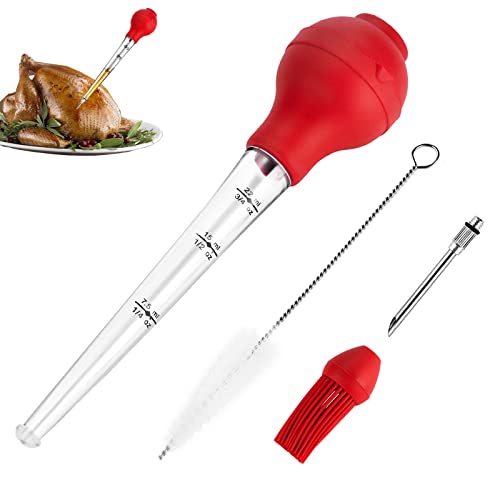 Turkey Baster Baster Syringe for Cooking Meat Injector Set with 2 Marinade Needles 1 Basting Brush1 Cleaning Brush for Home Baking Kitchen Tool