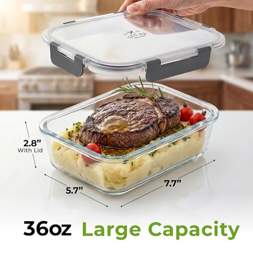 5 Piece Large 36oz Glass Storage Container Sets with Lids