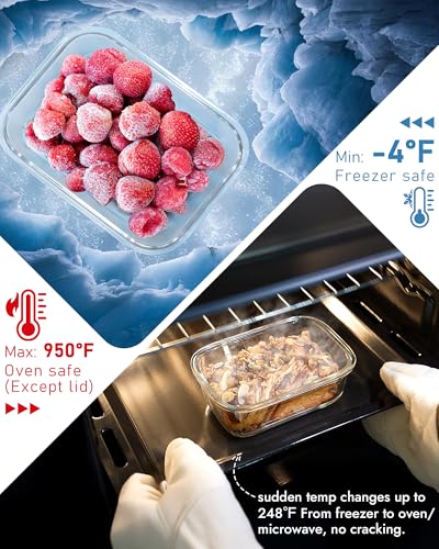 12 Pack Glass Containers with Tempered Lids (Tempered Lids Pink / 12 mixed sizes)