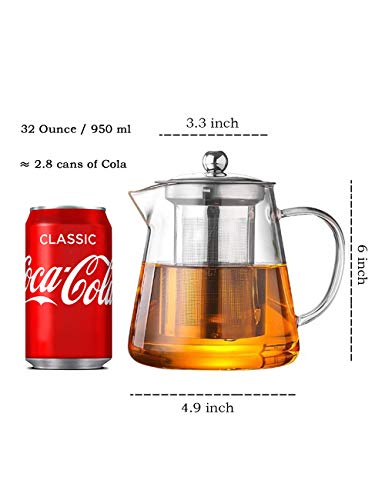 Glass Teapot with Infuser Tea Pot 32oz