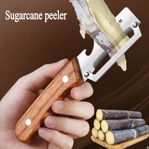 Vegetable Peeler with Wooden Handle Stainless Steel Blade and Bottle Opener for Sugarcane Pumpkin Winter Melon Papaya Potato pineapple Peeling