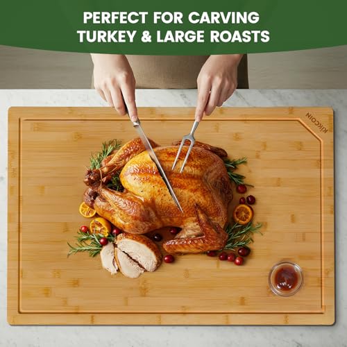 30”×20” Bamboo Cutting Boards for Kitchen (Natural / 30"L x 20"W)