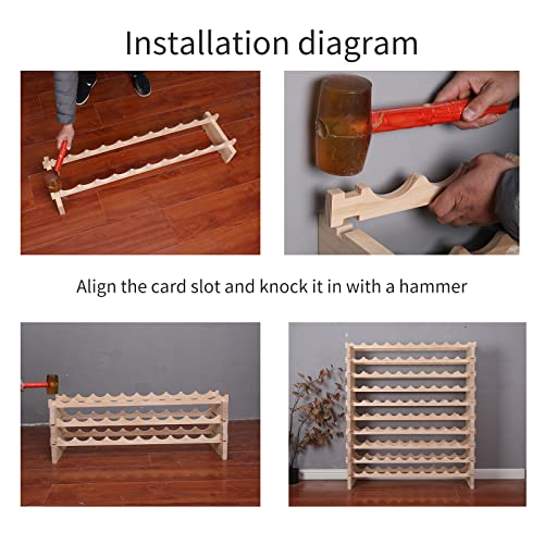 Wine Rack Solid Wood Stackable Storage Wooden Wine Rack Wine Cabinet