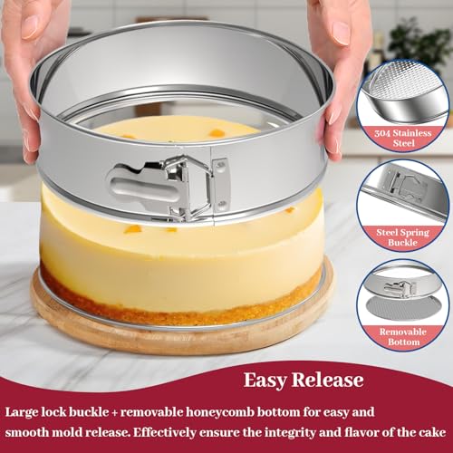 Springform Pan 304 Stainless Steel Nonstick Springform Cake Pan with Removable Bottom