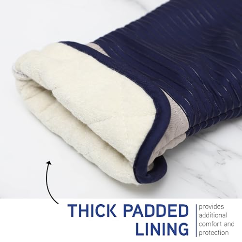 Silicone Oven Mitts (Navy / Material Mitt Set)