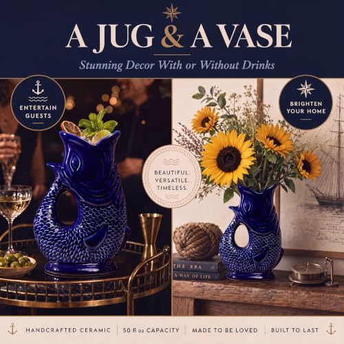 Fish Jug 50 fl oz Ceramic Pitcher