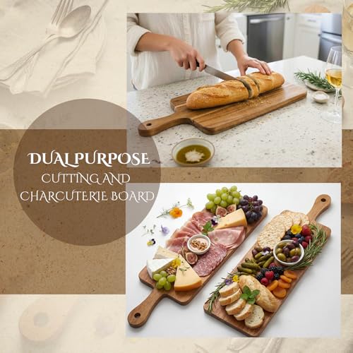 6 Pcs Cutting Boards with Handle (16.1"L x 4.7"W / Acacia)