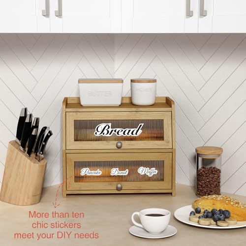 Large Bread Box for Kitchen Countertop (Bamboo)