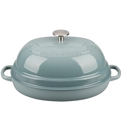 Enameled Oval Cast Iron Dutch Oven Pot with Lid (Seasalt)
