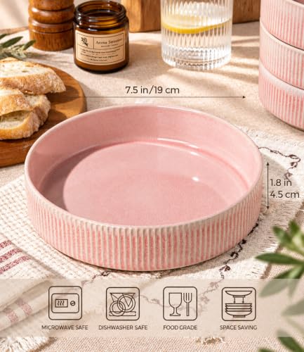 Pasta Bowls Set 7.5” Stoneware Dinner & Salad Bowls