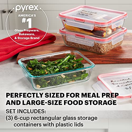 Freshlock (3-Pack, 6 Cup) Glass Food Storage Containers Set (3 Pack (6-Cup))