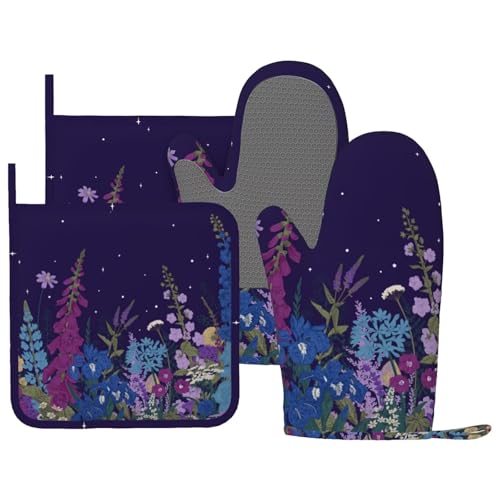 Oven Mitts Pot Holders Set Silicone Heat Resistant Oven Mitts and Hot Pads Potholders Non