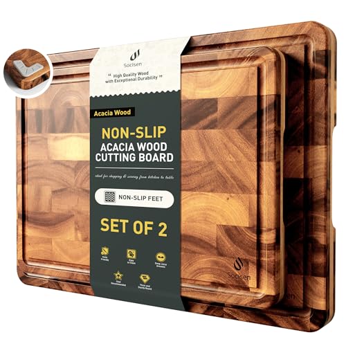 End Grain Cutting Board Set of 2 with Non (Set of 2)
