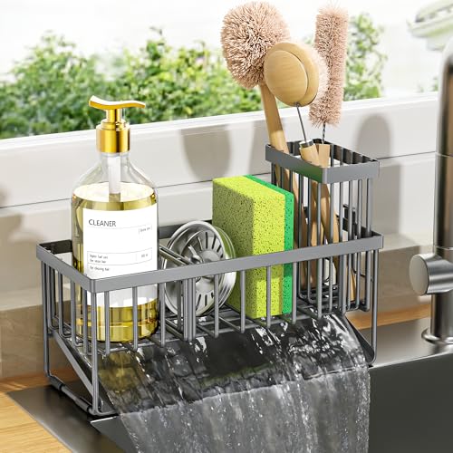 Kitchen Sink Caddy Organzier with High Brush Holder