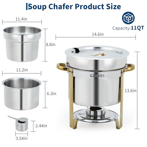 11QT Round Soup Chafer Sets of 4 (11QT-4 Pcs / Gold)