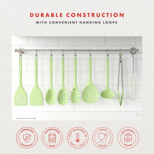 Lagasse 10 Piece Silicone Kitchen Utensil Set with Holder (Green)