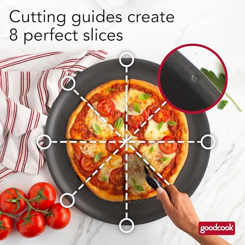 AirPerfect Insulated Nonstick Carbon Steel Pizza Pan with Cutting Guides