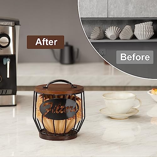 Cup Coffee Reusable Filters Holder with Wood Lid