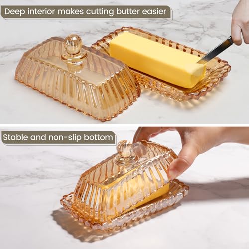 Butter Dish with Lid for Countertop Butter Container Holder Keeper Tray