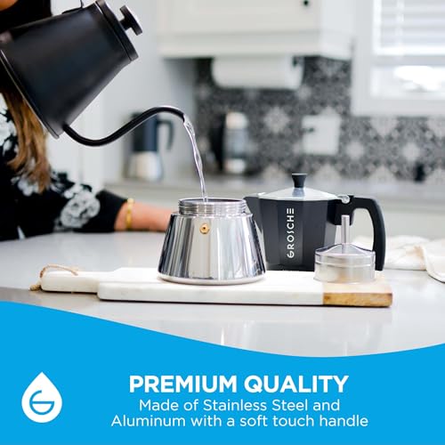 Milano Induction Stovetop Espresso Maker Moka Pot 6 Cup (6 espresso cups / Induction, Black)
