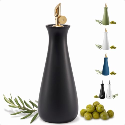 Matte White Ceramic Oil Dispenser with Self