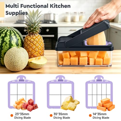 15-in-1 Vegetable Chopper, Food Veggie Chopper With Container (Purple / 10 blades)