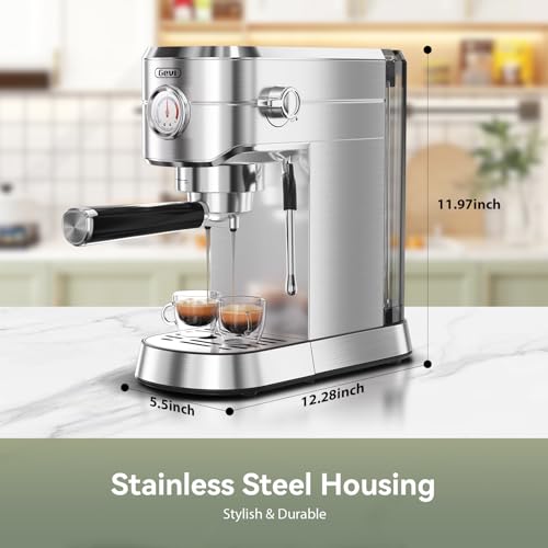 20 Bar Compact Espresso Machine for Home (Sterling Silver)