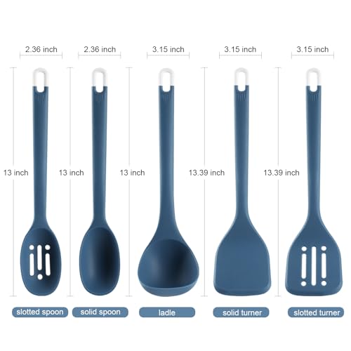 Silicone Kitchen Cooking Utensils Set (Dark Blue)
