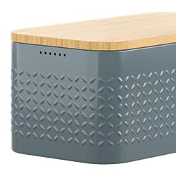 Metal bread box with linen bread US