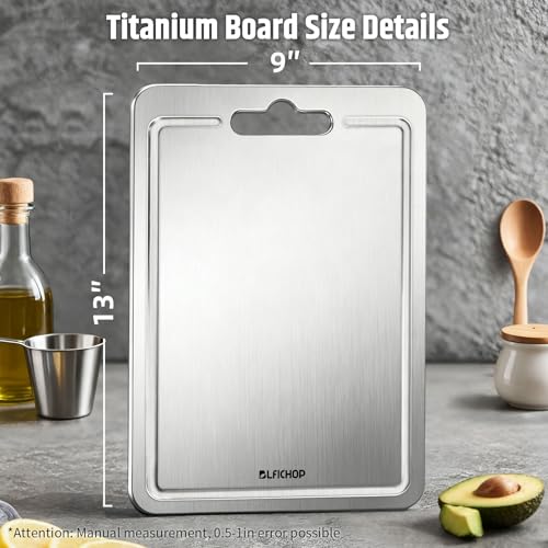 Titanium Cutting Board for Kitchen with Juice Groove (Medium)