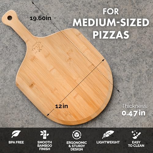 Zulay Authentic Bamboo Pizza Peel Wood