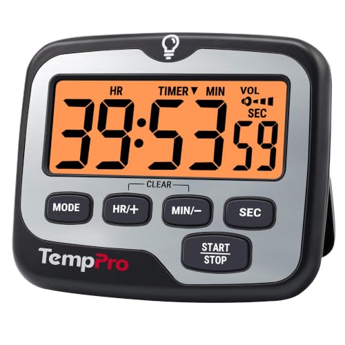 TM01 2-in-1 Kitchen Timers for Cooking with 12/24H Clock Mode (Digital Timer 1 Pack)