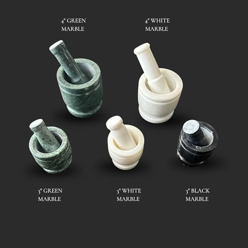 Marble Granite Mortar and Pestle Set (Black Marble / 3 Inch)