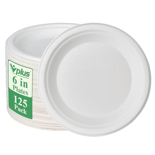 5 Pack Compostable Disposable Paper Plates nature