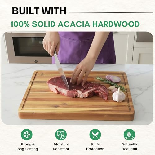 Acacia Wood Cutting Boards for Kitchen (Edge Grain / 17"L x 13"W)