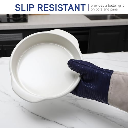 Silicone Oven Mitts (Navy / Material Mitt Set)