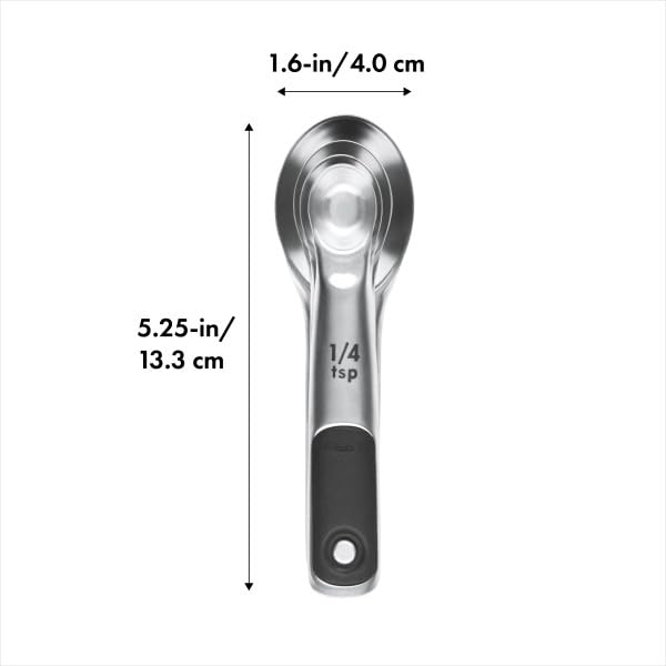 Good Grips 4 Piece Stainless Steel Measuring Spoons with Magnetic Snaps (4 count / Spoons)