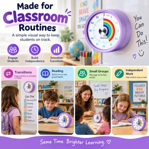 Magnetic Visual Timer for Classroom (Purple)