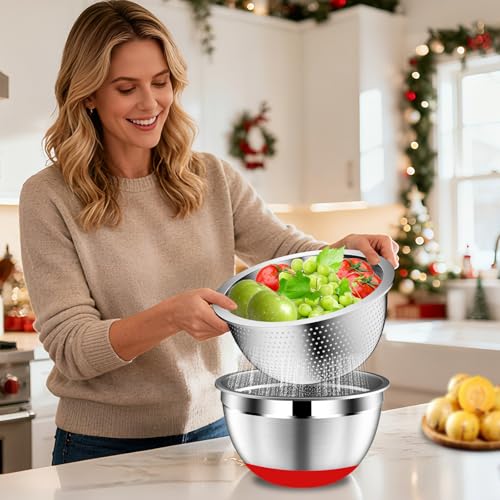Mixing Bowls with Lids Set (16PCS Multicolor W Nonslip Bottom)