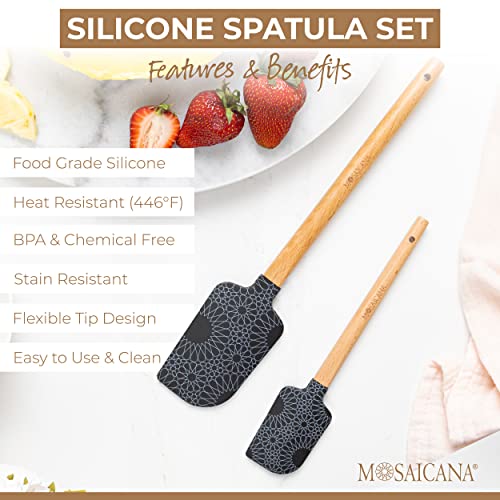 Silicone Spatula set of 2 with wooden handle and stunning pattern
