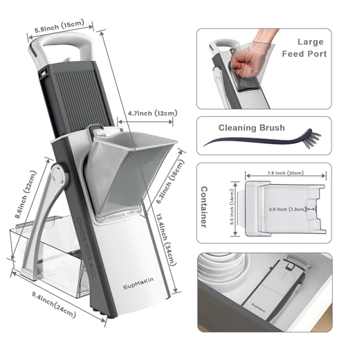 Safer Mandoline Slicer for Kitchen (GrayWhite)