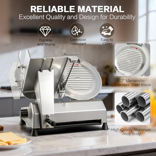 12 inch Commercial Meat Slicer 270W 0 (Silver / 12 inch)