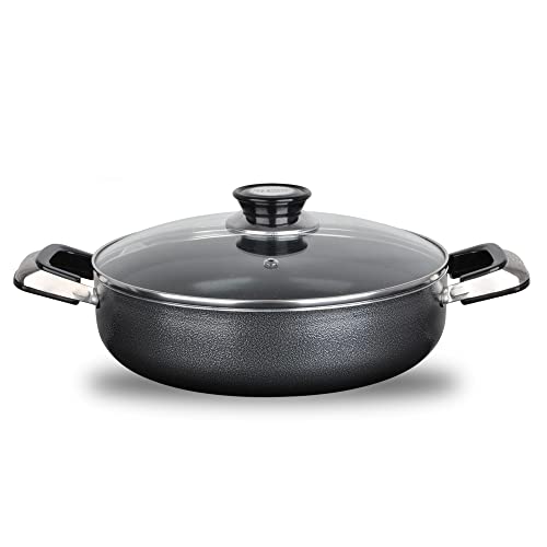 24 Quart Non stick Stock Pot with Tempered Glass Lid and Carrying Handles