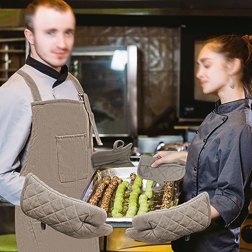 Oven Mitts and Pot Holders with Cooking Apron Set of 5 (Coffee)