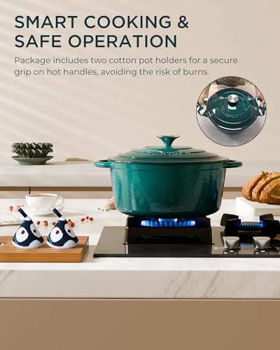 Enameled Cast Iron Dutch Oven (Cooking Pot / Bottle green / 4.5QT)