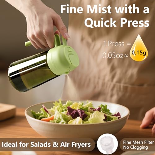 2Pcs Olive Oil Spray Bottle 16oz (Black&Green / 2 Pack)