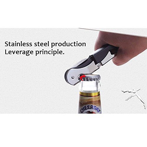 Corkscrew Wine Opener Stainless Steel Fold Beer or Bottle Opener Serrated Foil Cutter